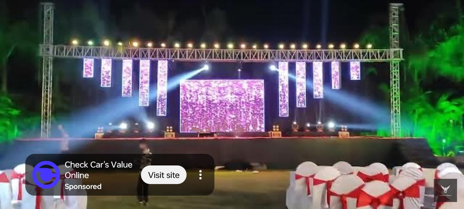 40 feet stage  ma aa rite led screen and trust sat